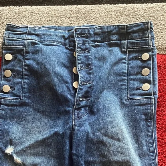 J Brand Natasha Distressed High Rise Skinny Blue Jeans in Mystic Wave Size 27 - Picture 2 of 4